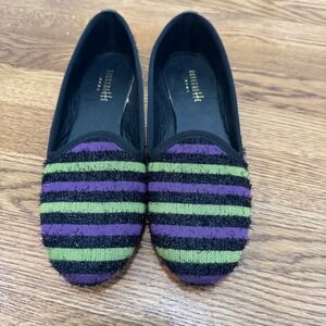 Ballerette Roma Striped Flats Loafers Slip‎ On Shoes Purple Green Size 39/ US 9